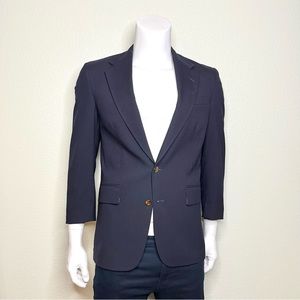 HUNT VALLEY Navy Blue Pure Wool Sport Coat with Gold-Toned Buttons
